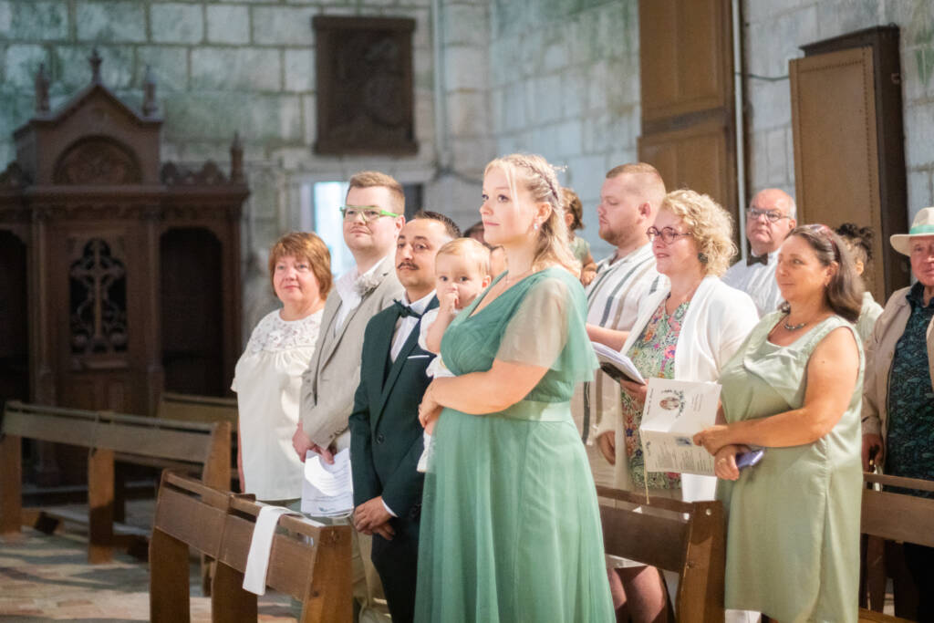 Marceau et ses parents lors de la cérémonie du baptême